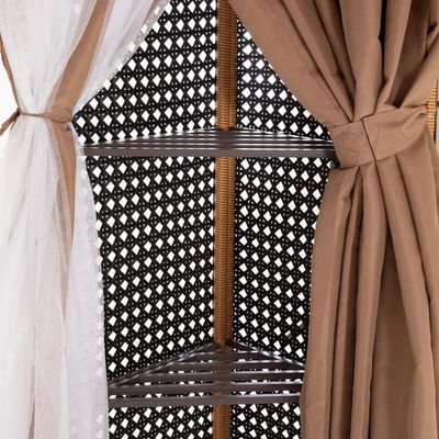 Arabian Rattan Gazebo with Curtains & Mosquito Nets - Brown - 400x400x300 cm