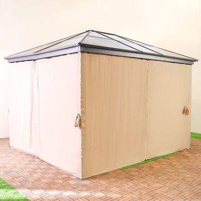 Deora Polycarbonate Roof Gazebo with Curtains & LED Lights - 300x360x300 cm