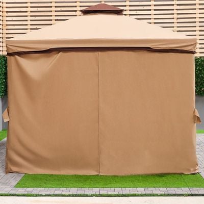 New Sandra Aluminum Gazebo with Curtains and Mosquito Nets - Beige - 3x3 M