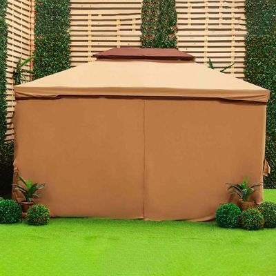 New Roma Aluminum Gazebo with Curtains & Mosquito Nets - Beige - 3x4 m