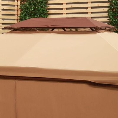 New Roma Aluminum Gazebo with Curtains & Mosquito Nets - Beige - 3x4 m