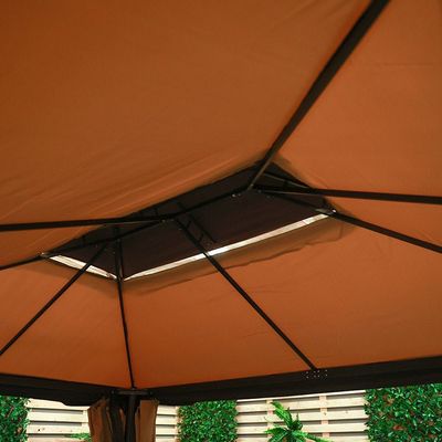 New Roma Aluminum Gazebo with Curtains & Mosquito Nets - Beige - 3x4 m