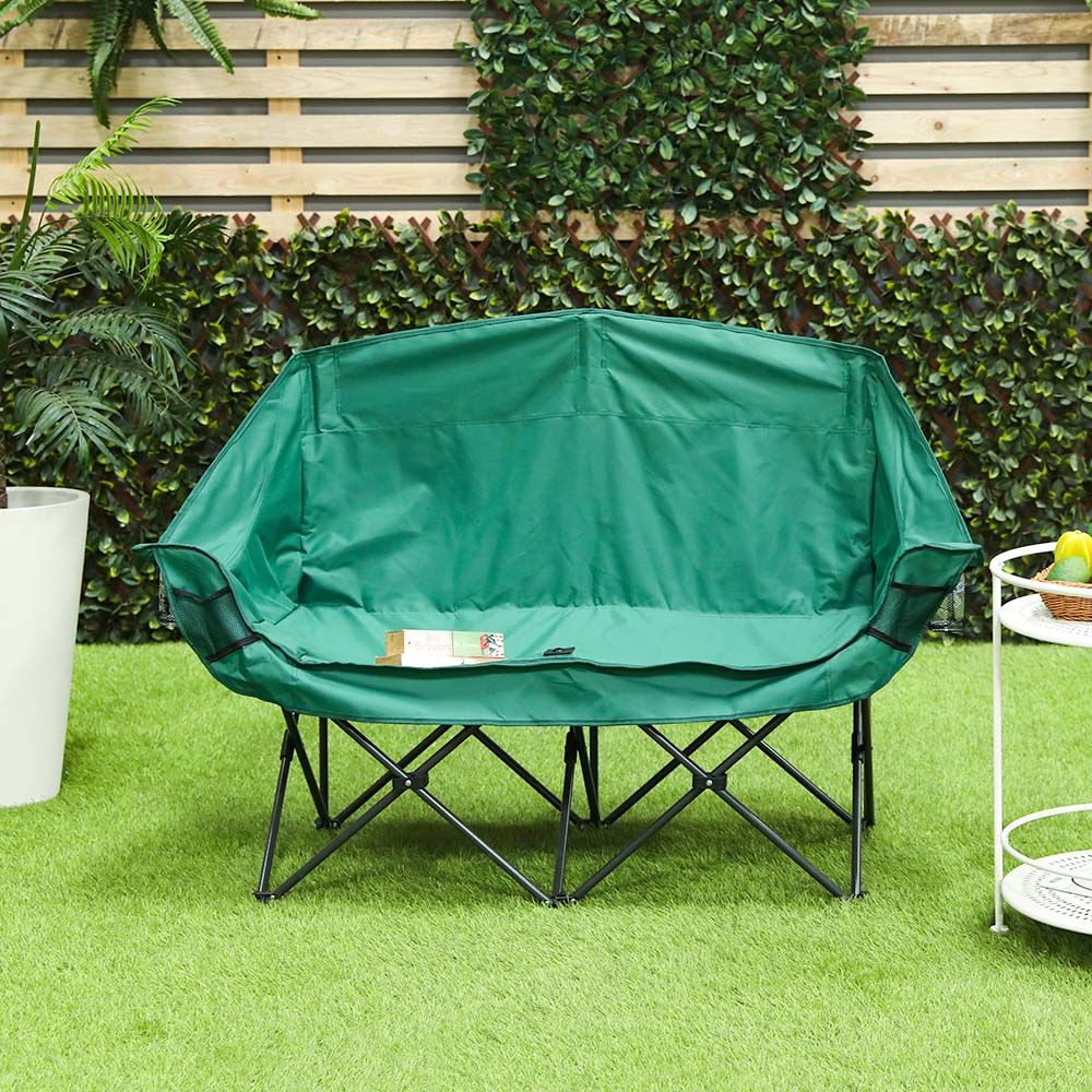 Double camping store chair with umbrella