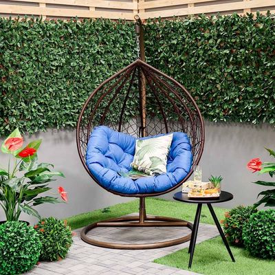 Buy Archi 1 Seater Swing Chair with Cushion Brown Blue Online in Oman Danube Home