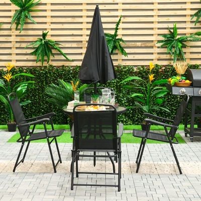 Eliza 4-Seater Patio Set with Umbrella - Black