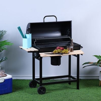 Charcoal Grill With Wooden Stand KY1813