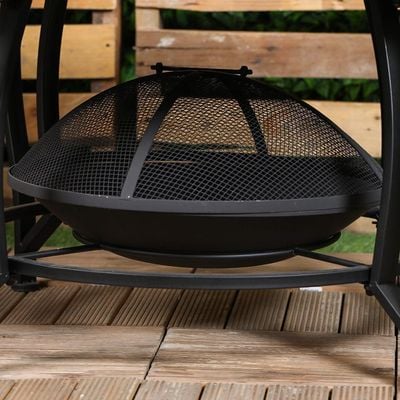 Metal/Mosaic Fire Pit With Table Top 90X90X50Cm