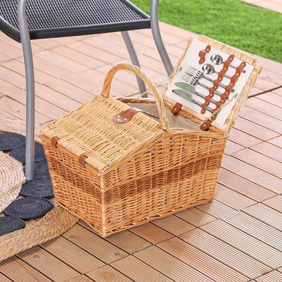 Willow Picnic Basket Set - 4 Persons -Brown