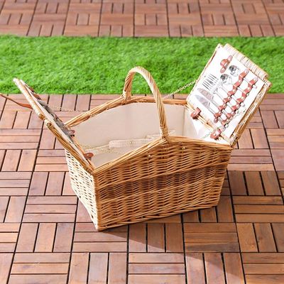 Willow Picnic Basket Set - 4 Persons -Brown