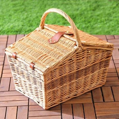 Willow Picnic Basket Set - 4 Persons -Brown