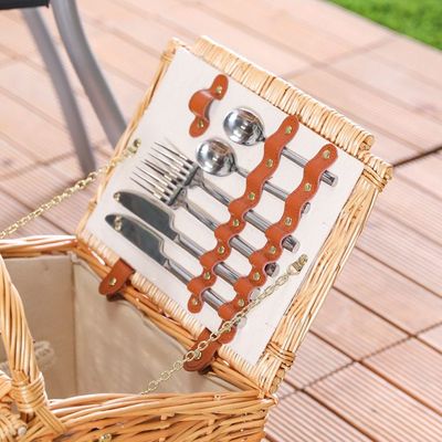 Willow Picnic Basket Set - 4 Persons -Brown