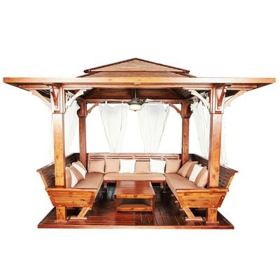 New Giza Wooden Gazebo - Brown - 3.5x3.5 m - With 2-Year Warranty