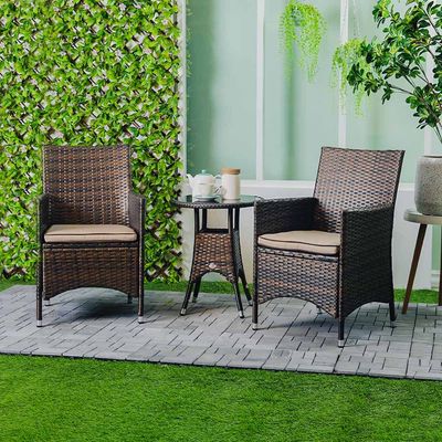 Darlene 1 + 2-Seater Rattan Balcony Set - Brown