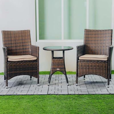 Darlene 1 + 2-Seater Rattan Balcony Set - Brown