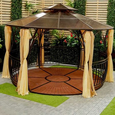 Royal Gazebo with Curtains & Mosquito Net - Beige - 4.3 M