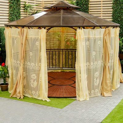 Royal Gazebo with Curtains & Mosquito Net - Beige - 4.3 M