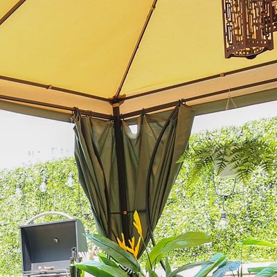 Hazel Steel Frame Square Gazebo with Curtains - Green - 300x300x280 cm