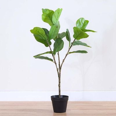 Fiddle Artificial Plant and Flowerpot With Plate Combo