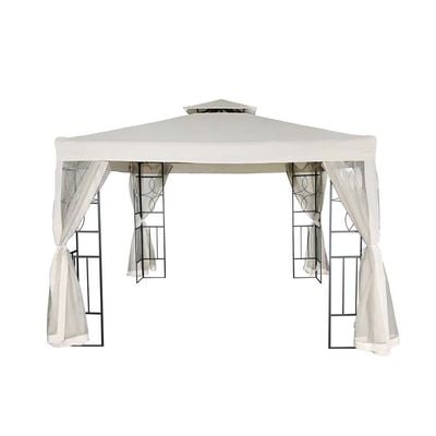 Andrea Steel Frame Gazebo with Mosquito Nets - Beige - 300x300x265 cm