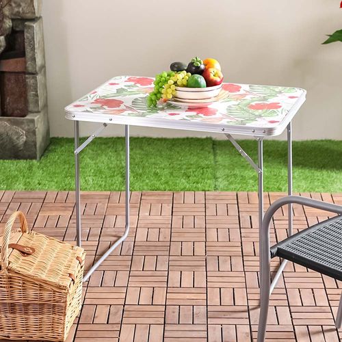 فلورا - طاولة نزهة مستطيلة الشكل قابلة للطي - طابع زهور
