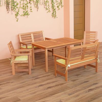 Marcello 1 + 6-Seater Outdoor Dining Set with Cushions - Brown - With 2-Year Warranty