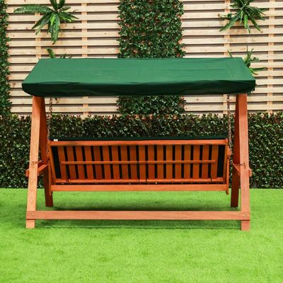 Merlot 3-Seater Wooden Swing with Canopy - Green/Brown