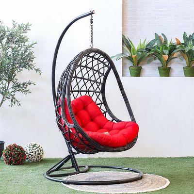 Shop Julia Rattan 1 Seater Swing Chair Black Red Online Danube Home Bahrain