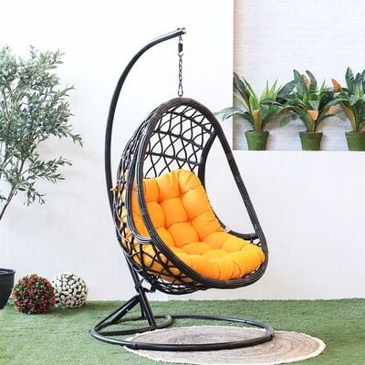 Buy Julia 1 Seater Rattan Swing Chair with Cushion Yellow Online in Oman Danube Home