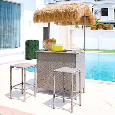 Modern 1 + 2-Seater Outdoor Bar Set - Brown