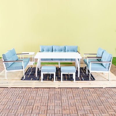 New Almaaz 9-Seater Outdoor Sofa cum Dining Set - Blue - With 2-Year Warranty