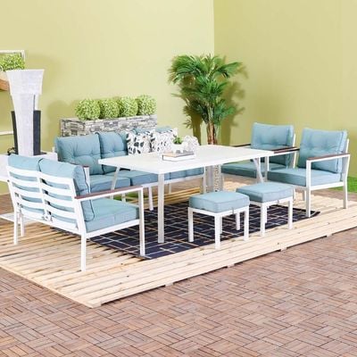 New Almaaz 9-Seater Outdoor Sofa cum Dining Set - Blue - With 2-Year Warranty