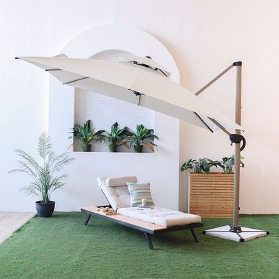 New Almira Umbrella with Cross Base - Beige - 3x3 M - With 1-Year Warranty