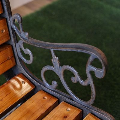 Wooden Park Bench - Dark Teak/Bronze - 120 cm