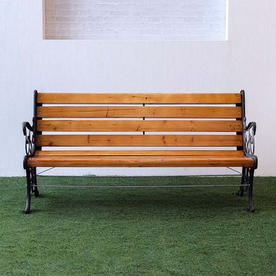 Wooden Park Bench - Dark Teak/Bronze - 120 cm