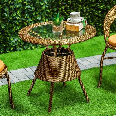 Eden 1 + 2-Seater Rattan Balcony Set - Brown