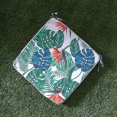 Square Seat Cushion With Zipper - Green 43X43X5Cm