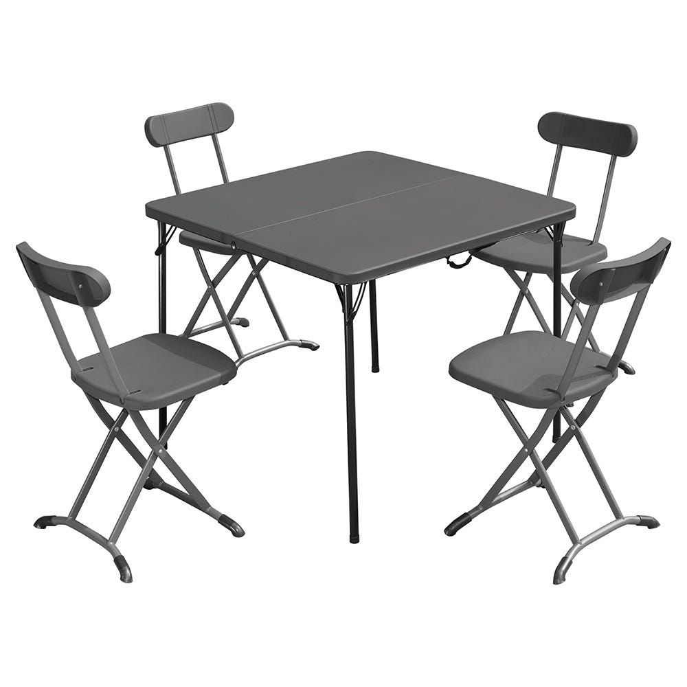 Black folding deals table and chairs