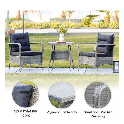 Rosa 1 + 2-Seater Balcony Set - Grey