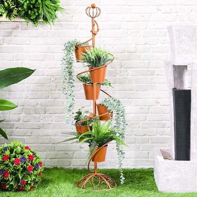 Metal Standing Rack With Planter Pots-30X30X117Cm - Jf200051