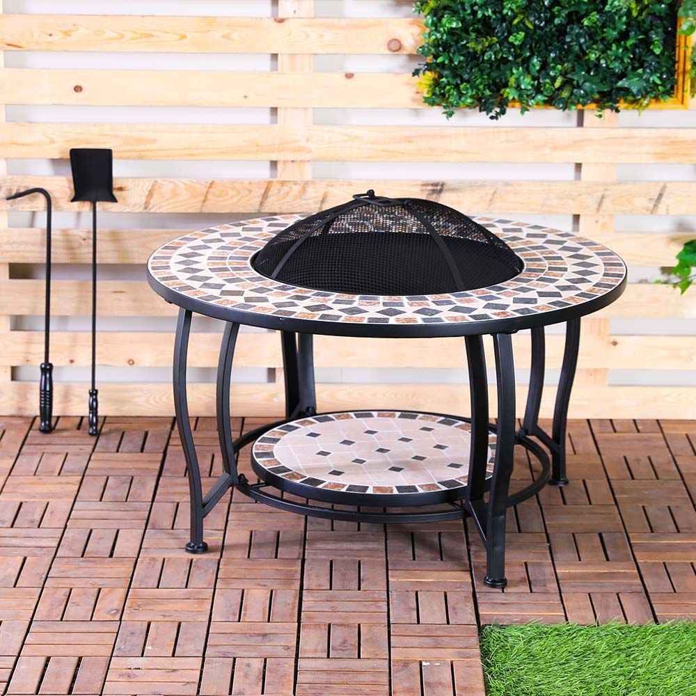 Buy Metal Mosaic Fire Pit With Table Top 90X90X50Cm Jf201730R