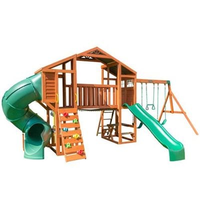 Kidkraft Boulder Bluff 2-in-1 Wooden Swing Set