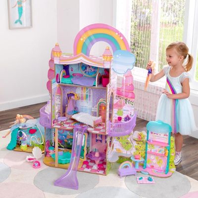 Kidkraft Rainbow Dreamers Unicorn Mermaid Dollhouse With Ez Kraft Assembly