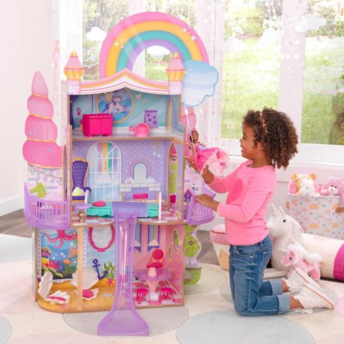 Kidkraft Rainbow Dreamers Unicorn Mermaid Dollhouse With Ez Kraft Assembly