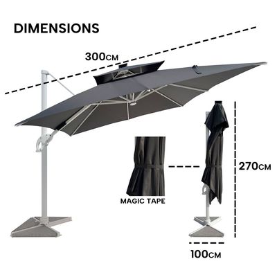 Solarium Solar LED Umbrella - Grey