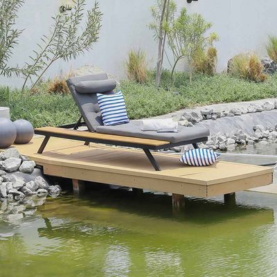 Sunny Lounger With Side Table - Grey