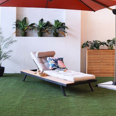Sunny Lounger with Table - Beige