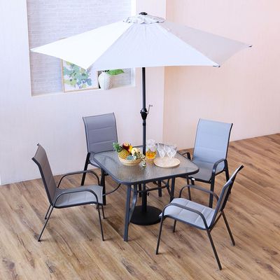 Eve 1 + 4-Seater Textilene Dining Set  - Grey