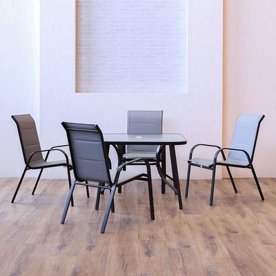 Eve 1 + 4-Seater Textilene Dining Set  - Grey