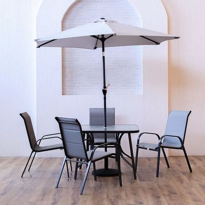 Eve 1 + 4-Seater Textilene Dining Set  - Grey