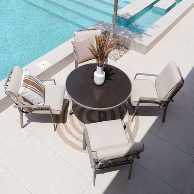 Lagoon 1 + 4-seater Dining Set - Brown/Champagne